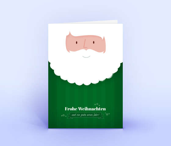 Moderne Weihnachtskarte in grün mit Weihnachtsmann 5823
