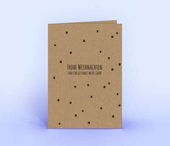 Schlichte Weihnachtskarte "Sternenhimmel" auf braunem Naturpapier 5853