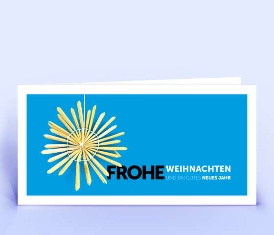 Blaue Weihnachtskarte Motiv "Strohstern" 5880