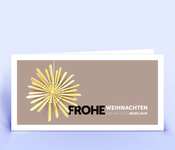 Pastellige Weihnachtskarte Motiv "Strohstern" 5884
