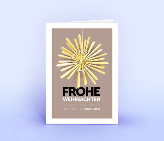 Stilvolle Weihnachtskarte in Pastelltönen mit Design "Strohstern" 5885