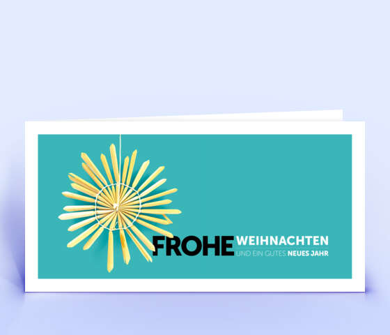 Tükisfarbene Weihnachtskarte Motiv "Strohstern" 5888