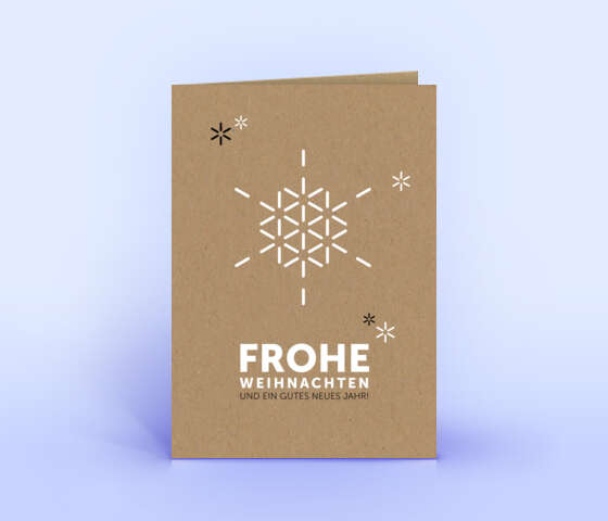 Weihnachtskarte mit stilisierter Schneeflocke auf Design-Recyclingpapier braun 5927