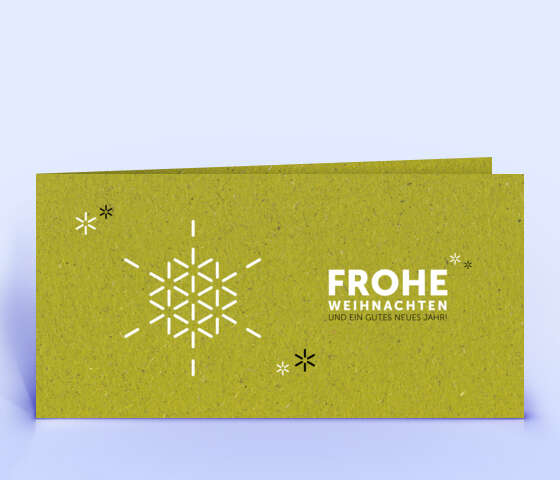 Weihnachtskarte mit Schneeflocke auf Graspapier 5928