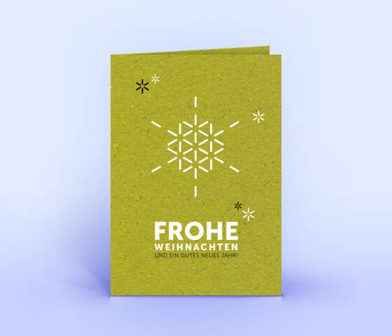 Weihnachtskarte mit stilisierter Schneeflocke auf Graspapier 5929