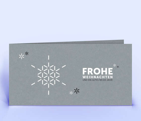 Weihnachtskarte mit Schneeflocke auf grauem Naturkarton 5930
