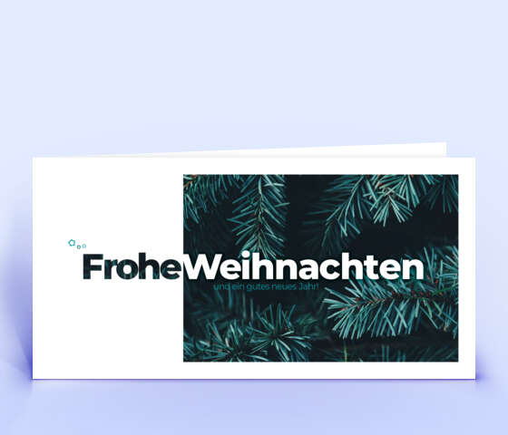Moderne Weihnachtskarte mit dunkelgrünen Tannenzweigen 5980