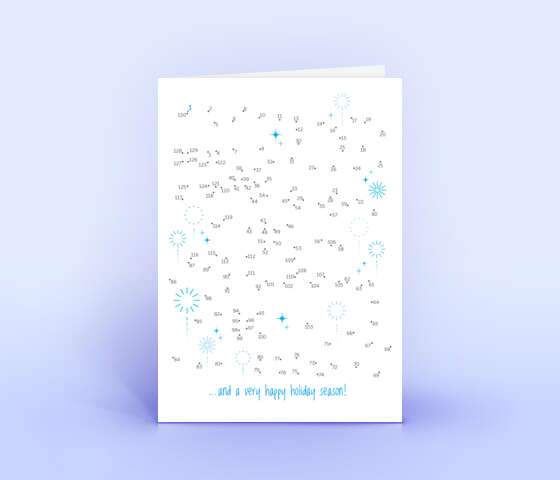 Neujahrskarte mit blauem Verbinde-die-Punkte Rätsel „Happy New Year” 5991