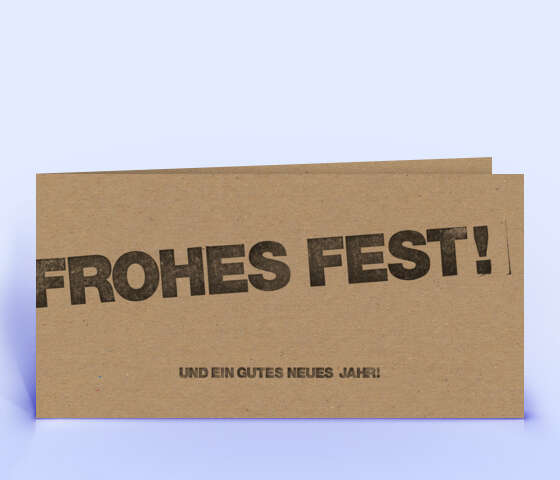 Weihnachtskarte im Stempel-Look auf braunem Naturkarton 6070