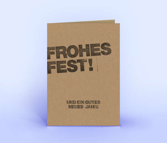Weihnachtskarte mit Stempel-Design auf braunem Naturpapier 6071