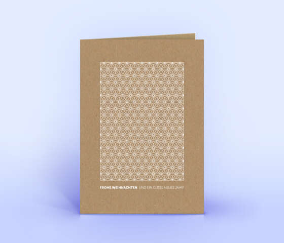 Weihnachtskarte mit elegantem Sternenmuster auf braunem Naturpapier 6093