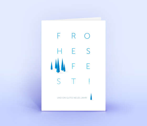 Elegante Weihnachtskarte mit filigranem Design in blau 7021