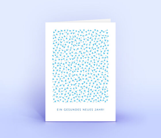 Blaue Neujahrskarte mit grafischem Muster 705