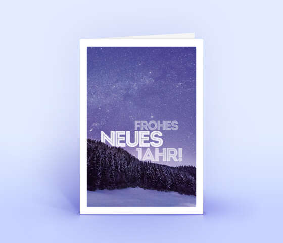 Violette Neujahrskarte mit Sternenhimmel 7071