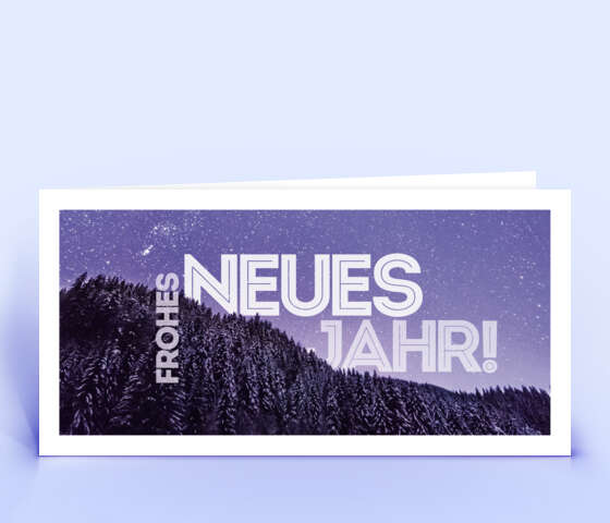 Neujahrskarte mit violettem Sternenhimmel 7072