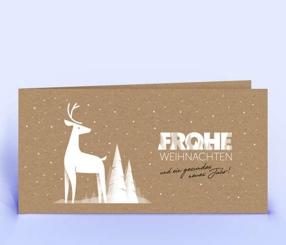 Naturkarton Weihnachtskarte mit Hirsch 7120