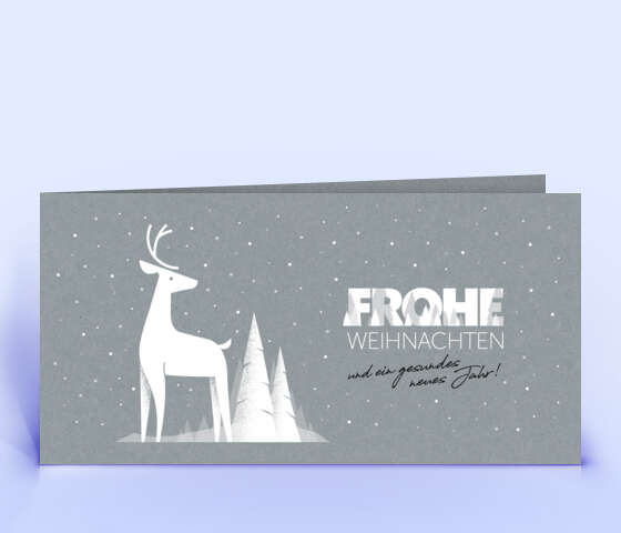 Designkarton Weihnachtskarte mit Hirsch 7124