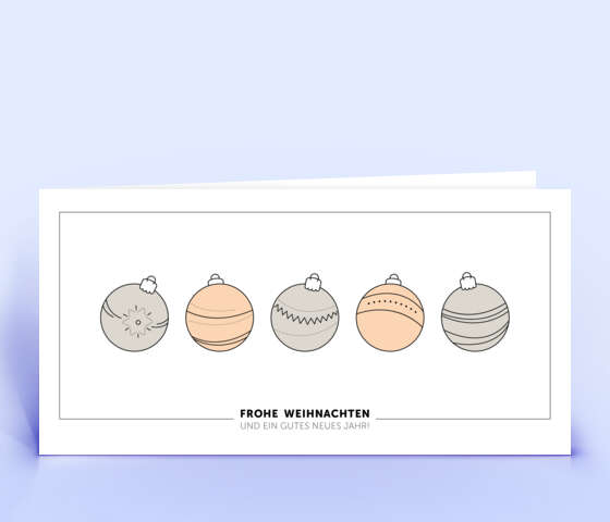 Weihnachtskarte mit Design "5er Kugeln" in orangefarbenen Pastelltönen 7162