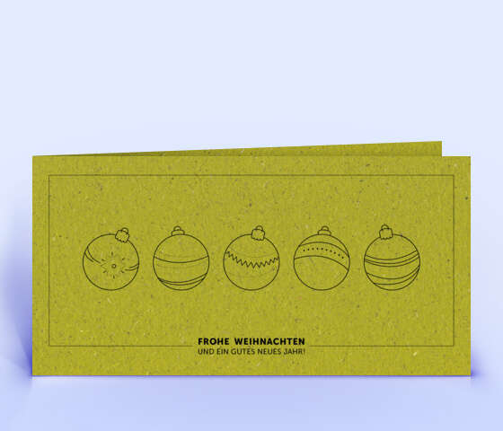 Weihnachtskarte mit dem Design „5er-Kugeln” auf Graspapier 7170