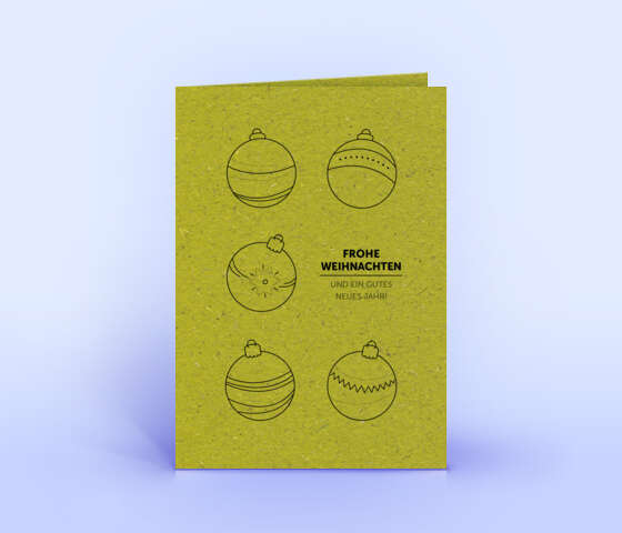 Graspapier Weihnachtskarte mit Motiv „5er-Kugeln” 7171