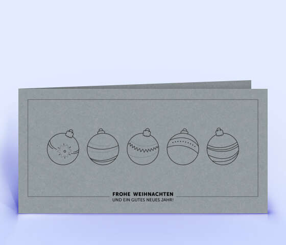 Weihnachtskarte mit dem Design „5er-Kugeln” auf grauem Designkarton 7172