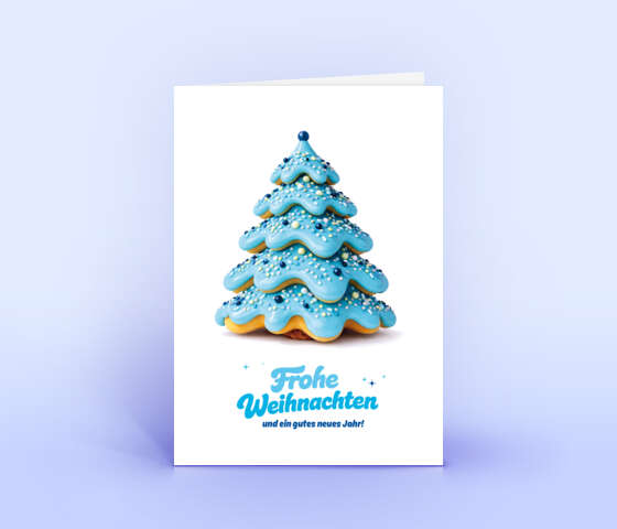 Hellblaue Donut-Weihnachtskarte für Bäckereien und Konditoreien 7191