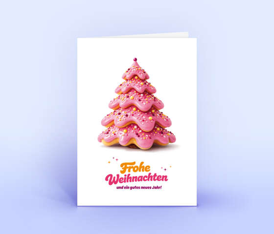 Rosa Donut-Weihnachtskarte für Bäckereien und Konditoreien 7193