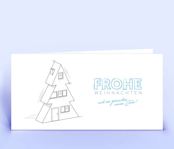 Blaue Weihnachtskarte für Architektur und Bauplanung 7200
