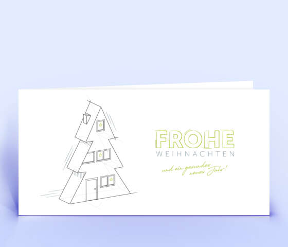Grüne Weihnachtskarte für Architektur und Bauplanung 7202