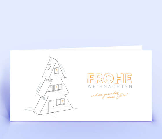 Orangene Weihnachtskarte für Architekten und Planungsbüros 7204