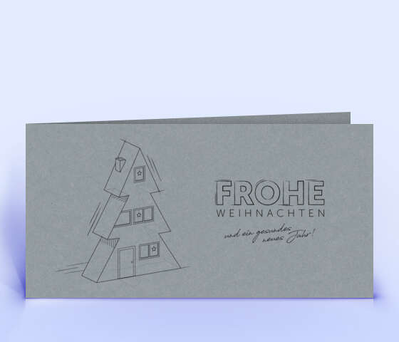 Kreative Weihnachtskarte für Bauplanung und Ingenieurwesen auf grauem Design-Recyclingkarton 7212