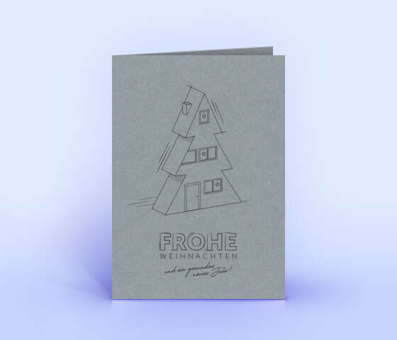 Weihnachtskarte auf grauem Design-Recyclingkarton für Bauplanung und Ingenieurwesen 7213