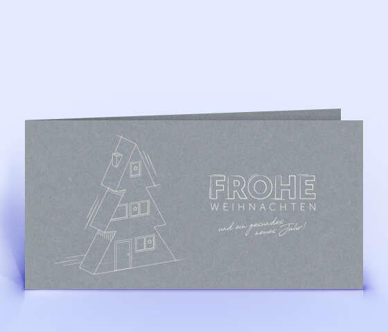 Kreative Weihnachtskarte für Bauplanung und Ingenieurwesen auf grauem Design-Recyclingpapier 7214