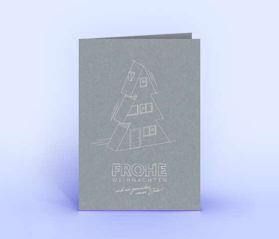 Weihnachtskarte auf grauem Design-Recyclingpapier für Bauplanung und Ingenieurwesen 7215