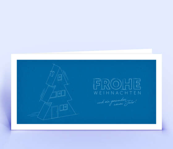 Geschäftliche Weihnachtskarte "Blaupause" für Architektur und Bauplanung 7216