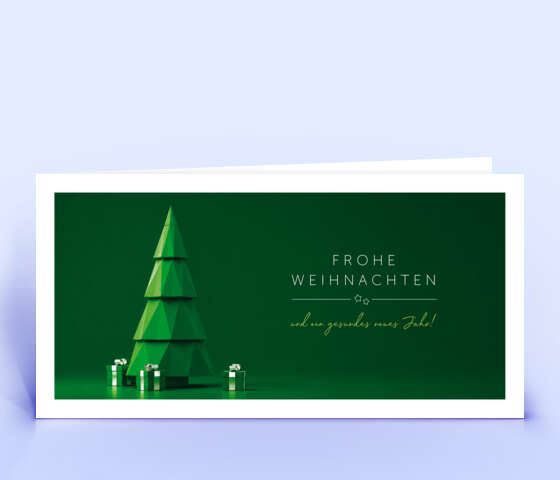 Grüne Weihnachtskarte mit Polygon Weihnachtsbaum 7232