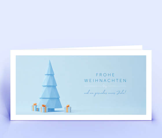 Eisblaue Weihnachtskarte mit stilisiertem Tannenbaum 7234
