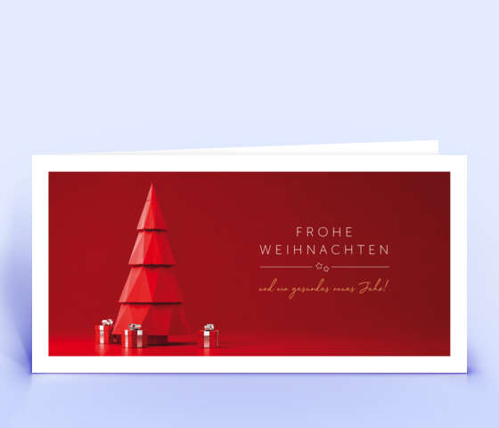 Rote Weihnachtskarte mit stilisiertem Tannenbaum 7236