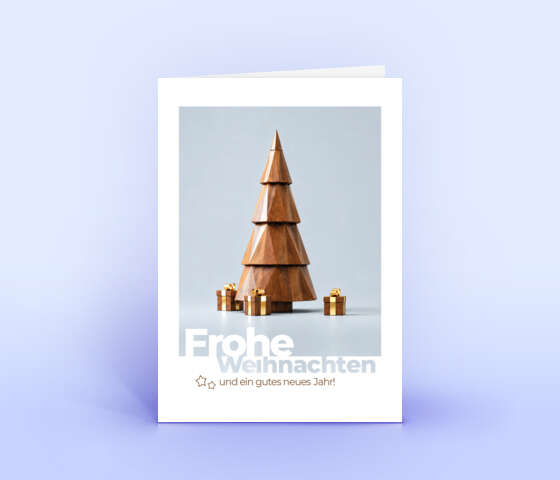 Originelle Weihnachtskarte mit Low-Poly Tannenbaum aus Holz 7239