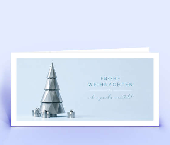 Weihnachtskarte mit Low-Poly Weihnachtsbaum aus Metall 7240
