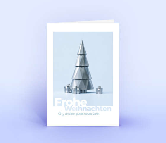 Originelle Weihnachtskarte mit Low-Poly Tannenbaum aus Metall 7241