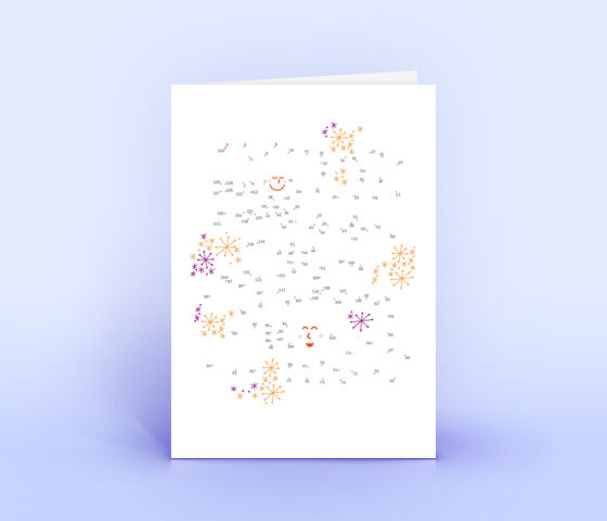 Kreative Neujahrskarte orange mit Bilderrätsel "Punkte verbinden" 791