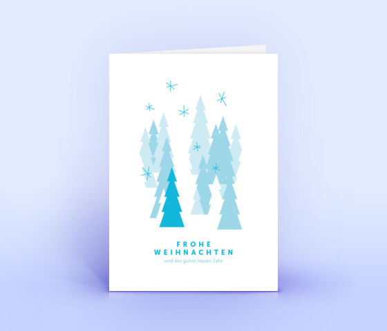 Öko Weihnachtskarten Nr. 823 hellblau mit Christbaum sind mit einem individuellen Kartendesign bedruckt.