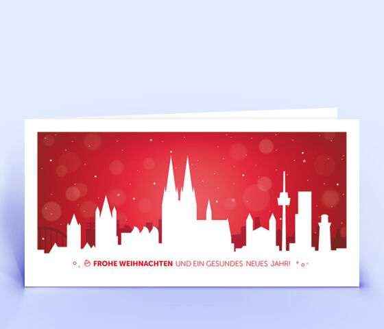 Weihnachtskarte Nr. 846 rot mit einer Köln Skyline