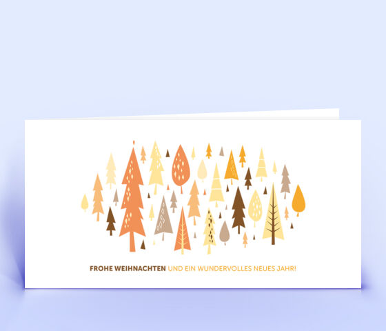 Öko Weihnachtskarte Nr. 874 orange mit einem Christbaum zeigt ein individuelles Weihnachtsdesign.