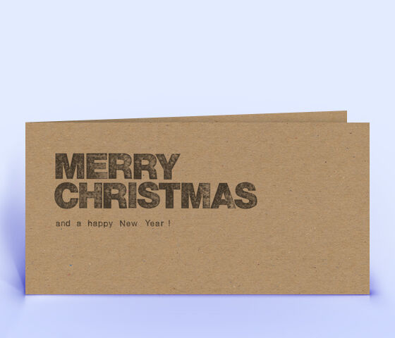 Öko Weihnachtskarte Nr. 886 naturfarben mit typografisch gestaltetem Weihnachtsgruß ist mit einem ausgefallenen Layout bedruckt.