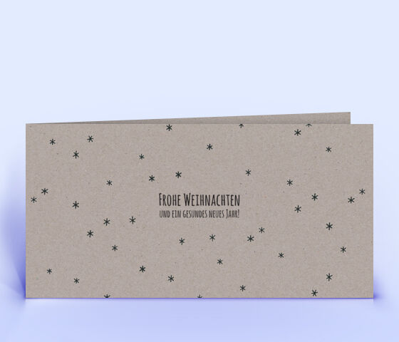 Öko Weihnachtskarte Nr. 890 grau mit einem Muster aus kleinen Sternen zeigt ein individuelles Design.