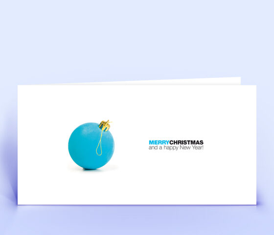 Öko Weihnachtskarte Nr. 950 blau mit einer Christbaumkugel ist mit einem individuellen Kartendesign versehen.