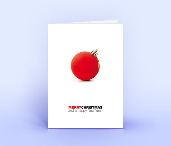 Öko Weihnachtskarten Nr. 953 rot mit Christbaumschmuck zeigen ein exklusives Karten-Design.
