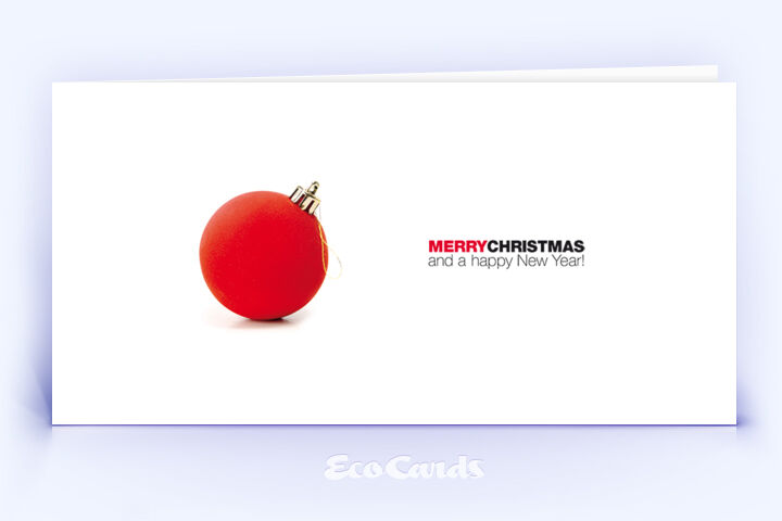 Öko Weihnachtskarte Nr. 956 rot mit einer Christbaumkugel ist mit einem exklusiven Kartendesign versehen.